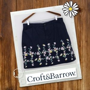 Croft & Barrow Navy Blue Floral Skort Size 14